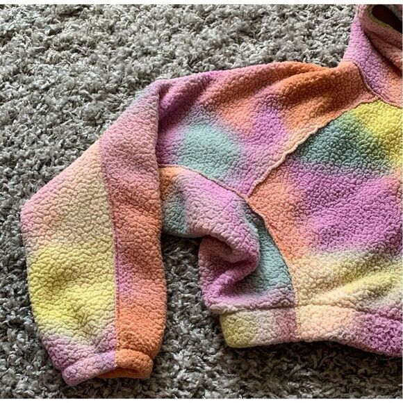 OUT FROM UNDER Urban Outfitters Scarlet Tiedye Sherpa Fleece Crop Jacket SWEATSH - Picture 3 of 5